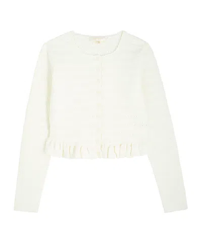 Loveshackfancy Cropped, Slim-fit Cardigan In White