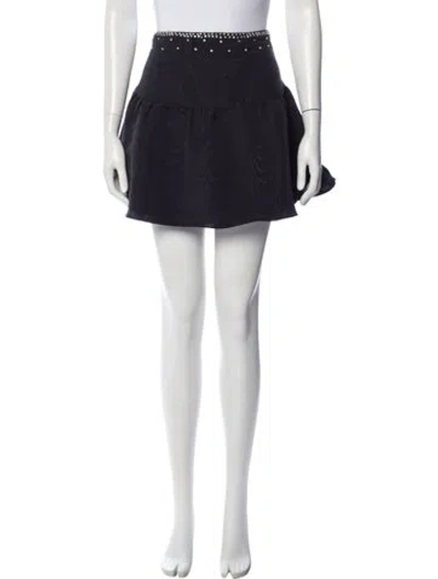 Pre-owned Loveshackfancy Crystal Embellishments Mini Skirt W/ Tags In Blue
