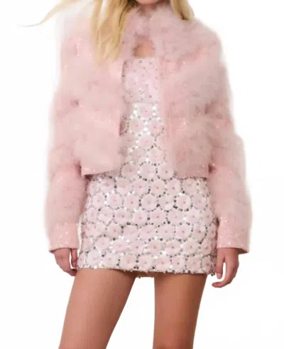 Loveshackfancy Curran Feather & Sequin Jacket In Pink