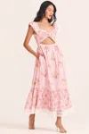 Loveshackfancy Cut Out Maxi Dress In Pink Floral Gingham In Multi