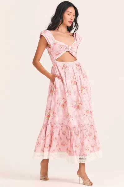 Loveshackfancy Cut Out Maxi Dress In Pink Floral Gingham