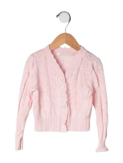 Pre-owned Loveshackfancy Babies' Cutout Accent Cardigan In Pink