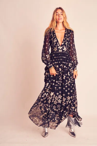 Loveshackfancy Cyrena Dress Black In Blue