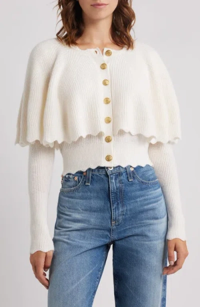 Loveshackfancy Daelyn Capelet Cashmere & Wool Cardigan In Gray