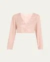 Loveshackfancy Daliana Embellished Cropped Jacket In Rose Gold