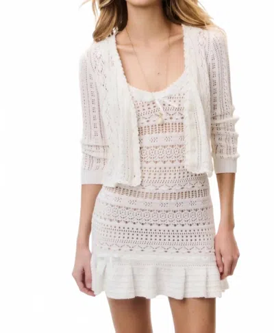Loveshackfancy Danilara Cotton Crochet Cardigan In Coastal Sand In White