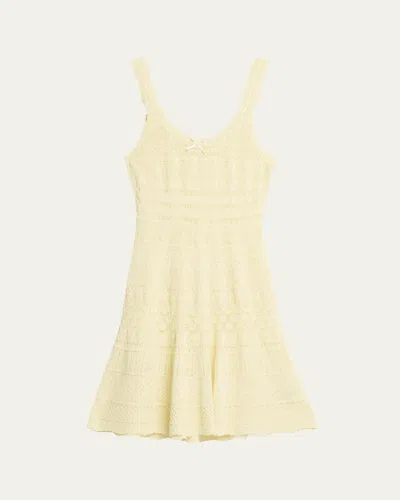Loveshackfancy Darlena Fine Pointelle Knit Mini Dress In Yellow