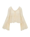 Loveshackfancy Darline Chiffon Silk Top In Yellow