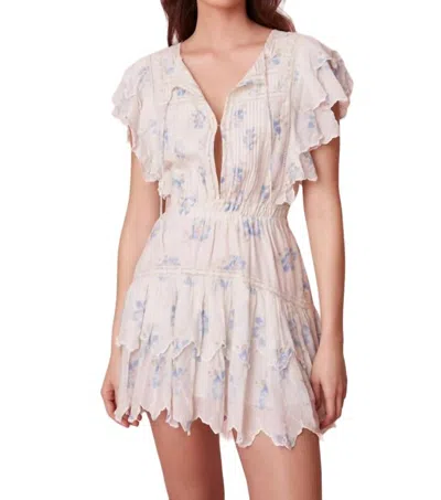 Loveshackfancy Darryl Flutter Sleeve Floral Mini Dress In Alpine Frost In Multi