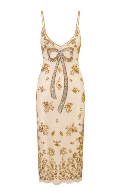 Loveshackfancy Davelle Bow-detailed Lace Maxi Dress In Neutral