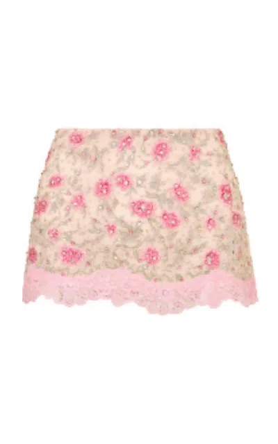 Loveshackfancy Daven Beaded Mini Skirt In Neutral