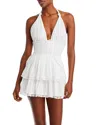 Loveshackfancy Janea Halter Neck Cotton Eyelet Minidress In True White