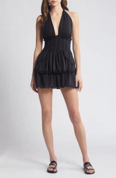 LOVESHACKFANCY LOVESHACKFANCY DEANNA EMBROIDERED HALTER MINIDRESS