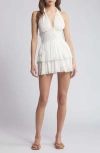 Loveshackfancy Janea Halter Neck Cotton Eyelet Minidress In True White