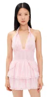 Loveshackfancy Deanna Teatie Halter Ruffle Mini Dress In Rose Pink In Pink