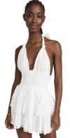 Loveshackfancy Janea Halter Neck Cotton Eyelet Minidress In True White