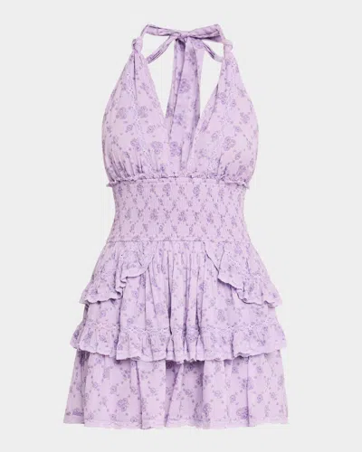 Loveshackfancy Deanna Lilac Dreams Halter Mini Dress