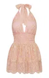 Loveshackfancy Deanna Shirred Lace Mini Dress In Pink