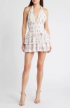 Loveshackfancy Deanna Smocked Waist Halter Cotton Mini Sundress In Rose Picnic