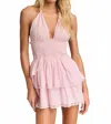 Loveshackfancy Deanna Teatie Halter Ruffle Mini Dress In Rose Pink In Pink