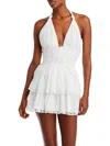 Loveshackfancy Janea Halter Neck Cotton Eyelet Minidress In White