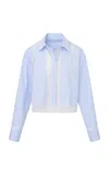 Loveshackfancy Delano Cotton Shirt In Blue