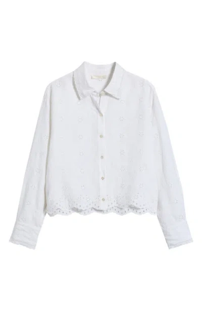 Loveshackfancy Delano Eyelet Linen Shirt In White