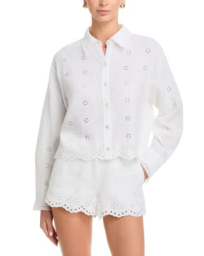 Loveshackfancy Delano Linen Blouse In White