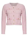 Loveshackfancy Delcie Heart-button Pocket Cardigan In Pink