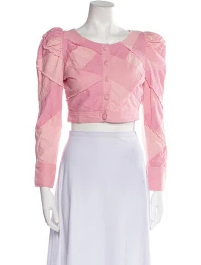 Pre-owned Loveshackfancy Denim Jacket In Pink