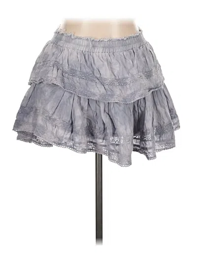 Pre-owned Loveshackfancy Denim Skirt In Gray