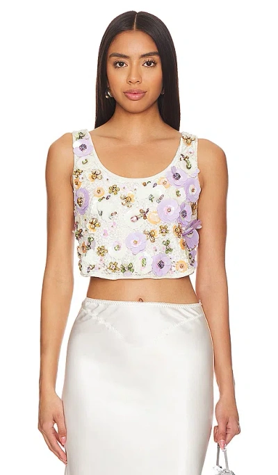 Loveshackfancy Denita Top In Lilac Gloss