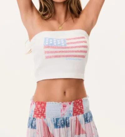 Loveshackfancy Deserae Tube Top In Multi Stripe In White