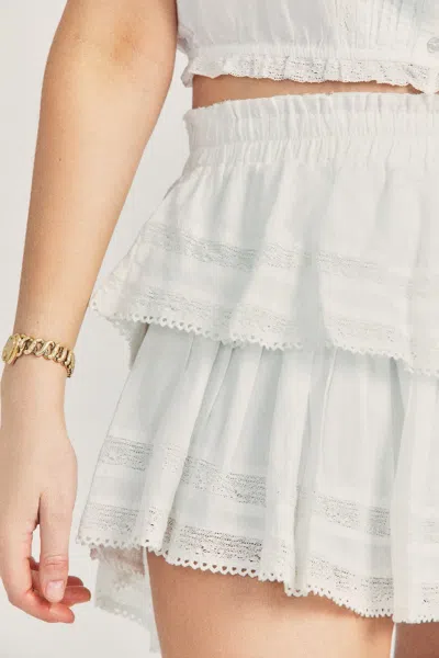 Loveshackfancy Designer White Ruffle Mini Skirt