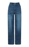Loveshackfancy Dessa Crystal Bow Jeans In Blue