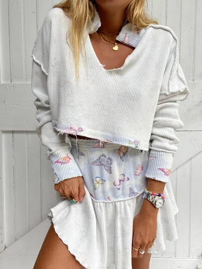 Loveshackfancy Desta Skirt Aqua Reflection In White