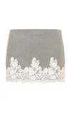 Loveshackfancy Deval Lace-trimmed Wool-blend Mini Skirt In Grey