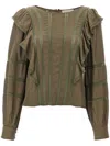 Loveshackfancy Devika Top In Forrest Oak In Green