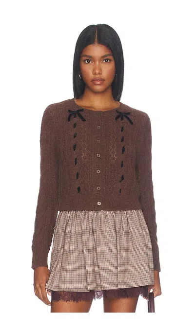 Loveshackfancy Dione Cardigan In Glazed Toffee