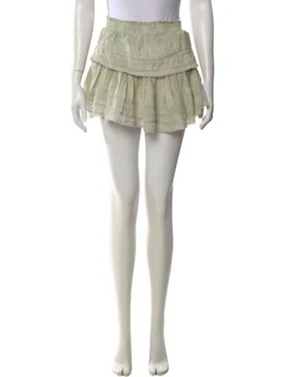 Pre-owned Loveshackfancy Distressed Accents Mini Skirt In Green