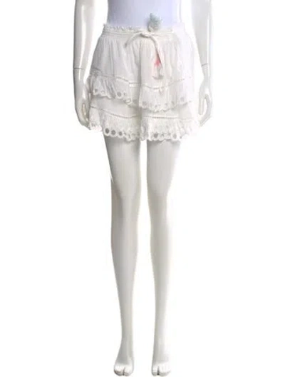 Pre-owned Loveshackfancy Distressed Accents Mini Skirt In White