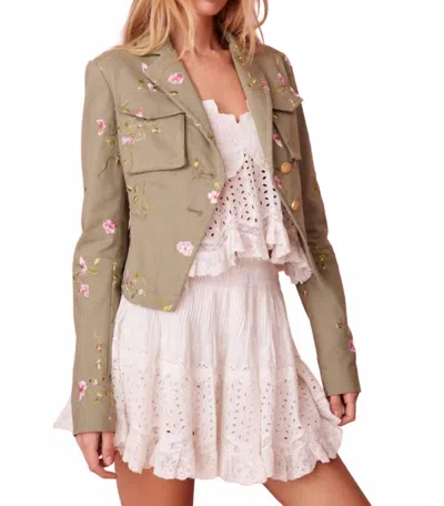 Loveshackfancy Dolisa Embroidered Military Jacket In Green