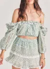 Loveshackfancy Dorabella Crop Top In White Garden Stream In Multi