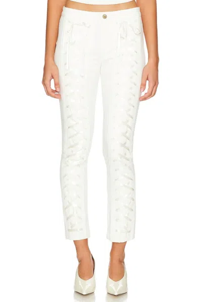 Loveshackfancy Doro Lace Up Bow Pants In Cream