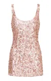 Loveshackfancy Dorrina Sequined Mini Dress In Gold