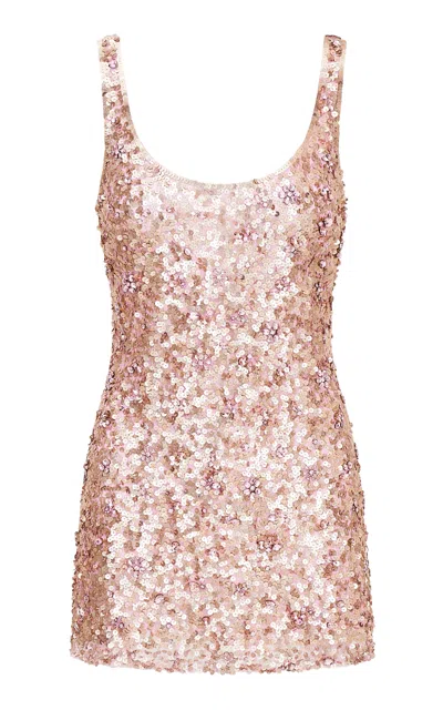 Loveshackfancy Dorrina Sequined Mini Dress In Gold