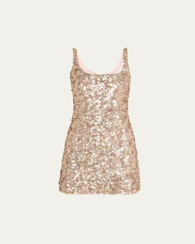 Loveshackfancy Dorrina Sequined Mini Dress In Golden Roses
