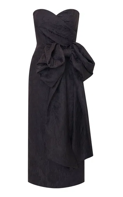 Loveshackfancy Dovato Wool-silk Blend Jacquard Maxi Dress In Black