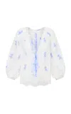 Loveshackfancy Dresner Cotton Top In Blue