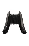Loveshackfancy Ebbie Cropped Silk Top In Black